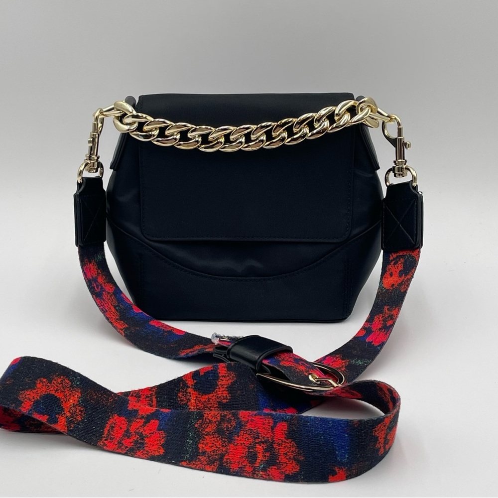 Crossbody Bag Rachel Comey Floral Print Strap Magnetic Closure Dome Flap Chain